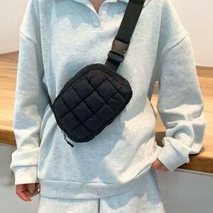 NEW Quilted Black Puffer Crossbody Puffer Bag